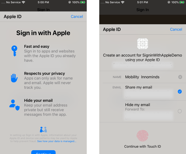 Sign-in with Apple sign up flow