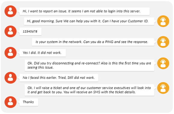 Traditional call center chat support 