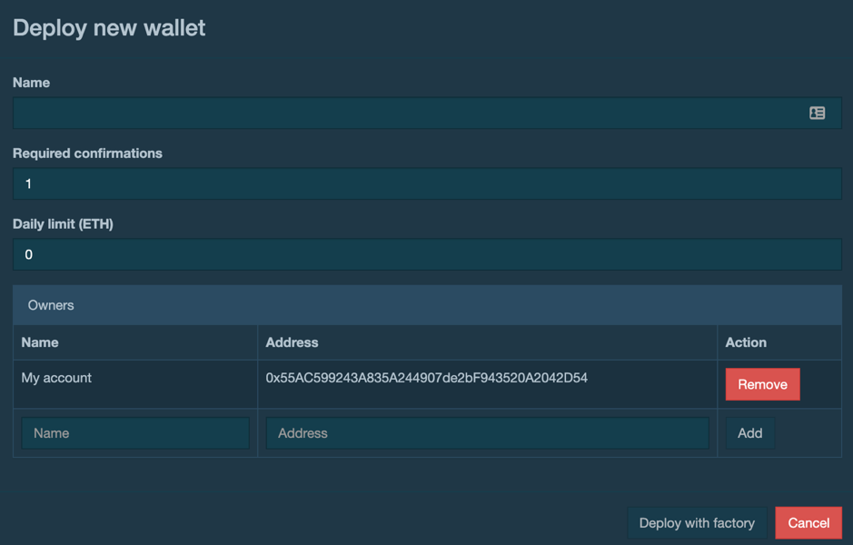 Deploying new Multisig Wallet on Ethereum network