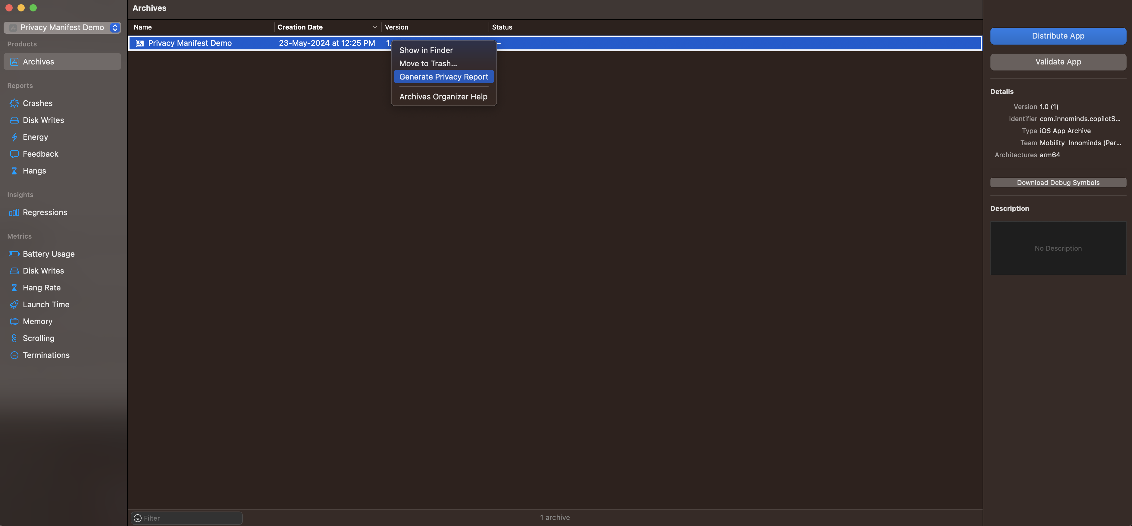 Generating report